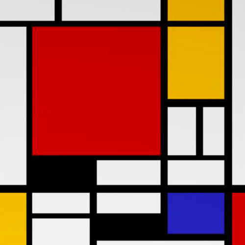 蒙德里安 Composition with Large Blue Plane， Red， Black， Yellow and Grey