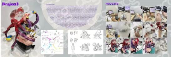 游戲?qū)I(yè)Acg學(xué)員在裝置藝術(shù)項?中  整體運??何化塊?進(jìn)?構(gòu)圖